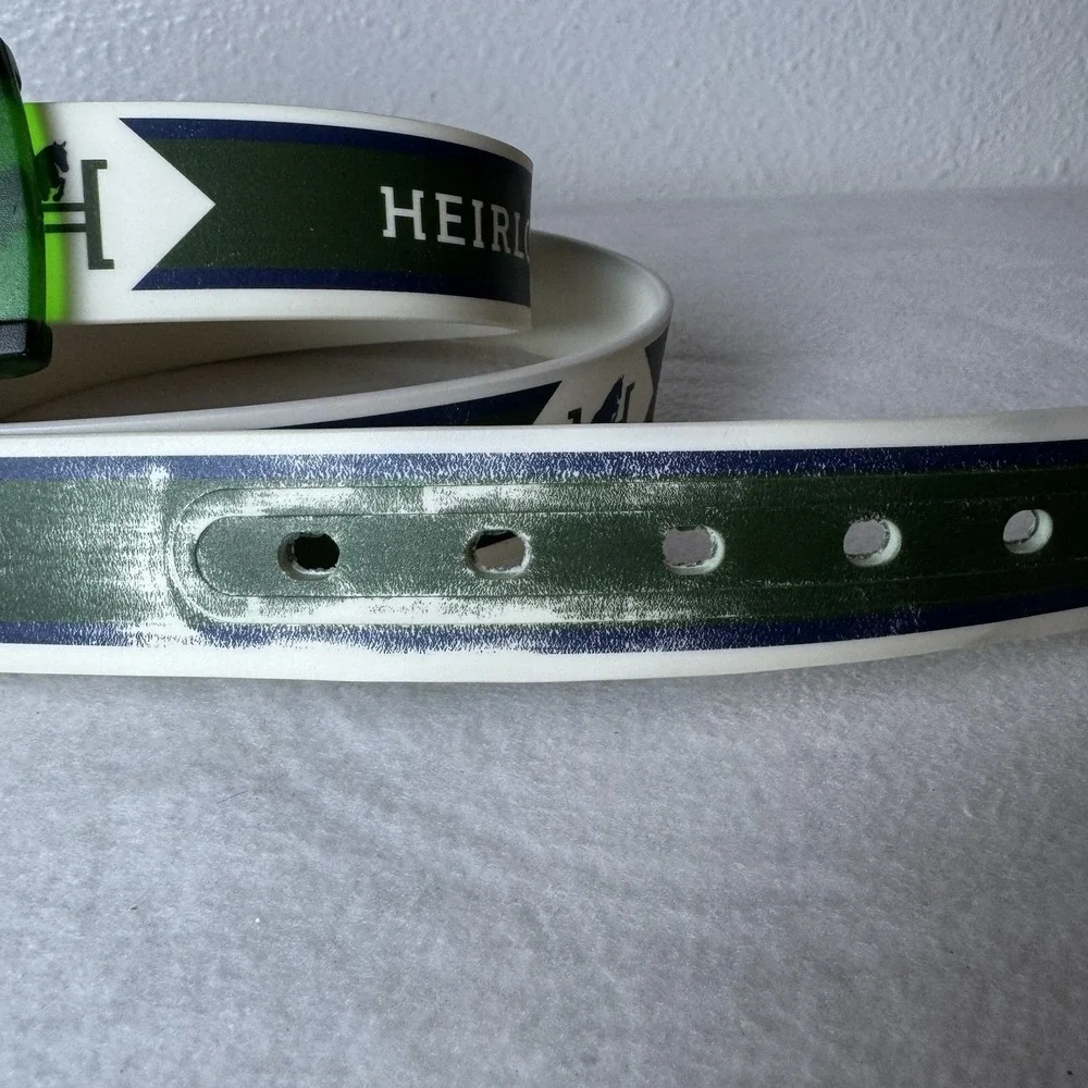 C4 Equestrian Belt Heirloom Green White Translucent Buckle Horse Jumping READ